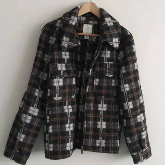 Joie Zip Front Printed  Plaid Jacket - Picture 3 of 7